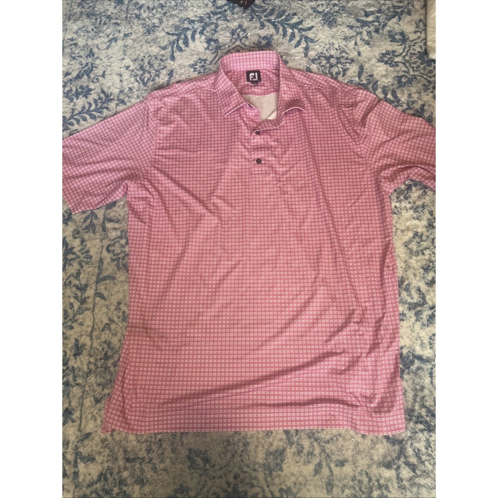 FootJoy Golf Polo Mens XXL Shirt Red White Striped Athletic Stretch FJ